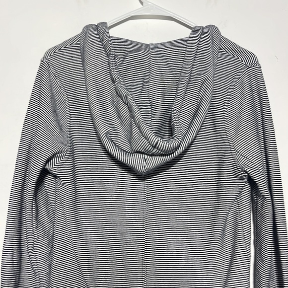 Roxy The Cuddle Hooded Grey Striped Pea Coat Sweater Jacket Size Large - Picture 13 of 13